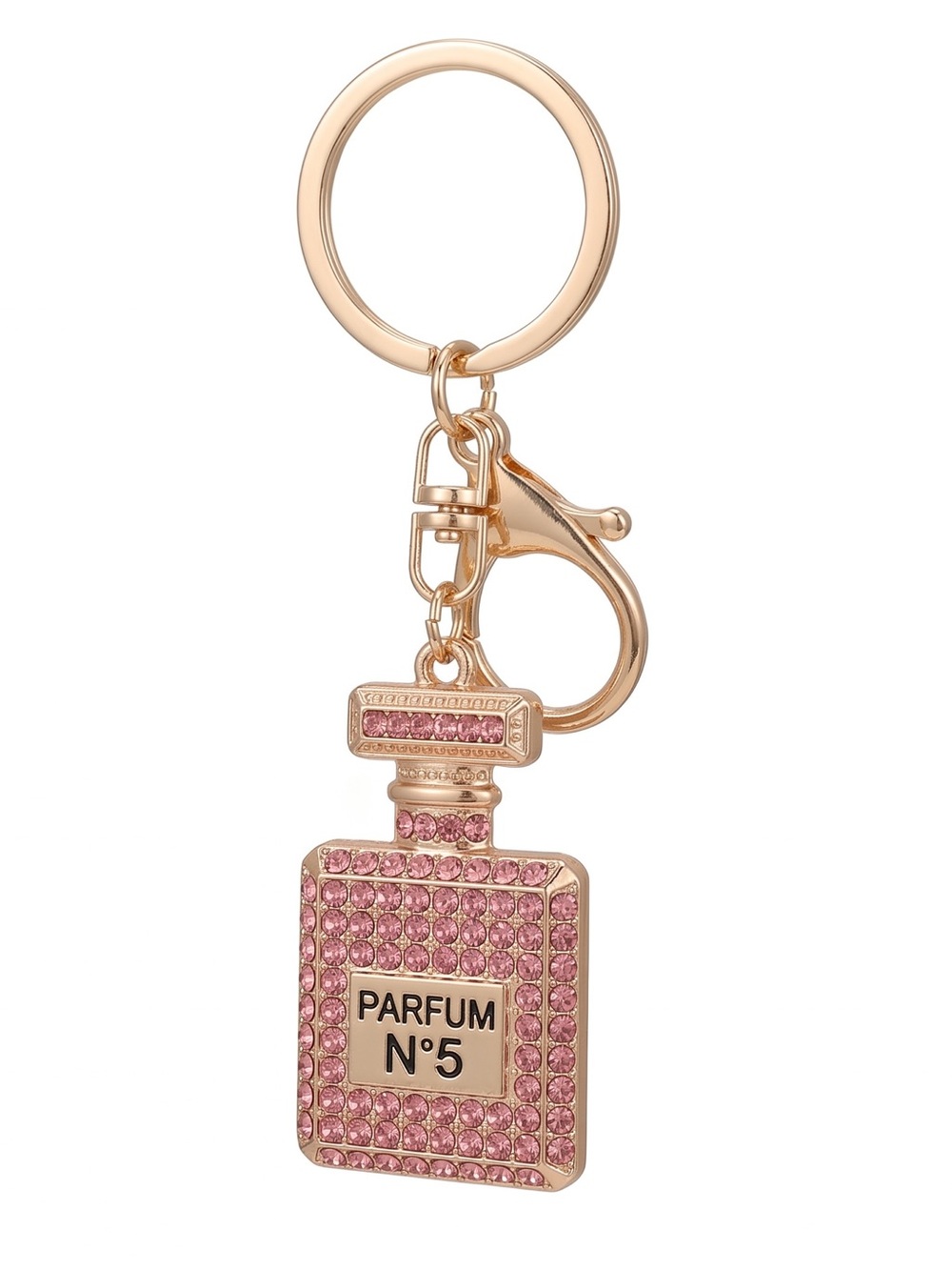 Parfum No 5 Brand Inspired Rose Gold Bag Charm Keychain - Picture 3 of 3